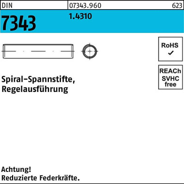 Spiralspannstift DIN 7343 /ISO 8750 1x 12 1.4310 Re gelausf. 1000 Stück 073439600010012