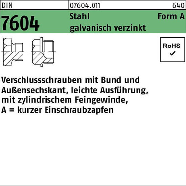 Verschlußschraube DIN 760 4 Bund AM 18x 1,5 Stahl g alv.verz. 25 Stück 076040110180150