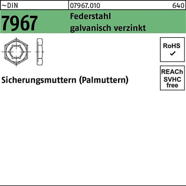 Sicherungsmutter DIN 7967 M10 Federstahl galv.verz . 1000 Stück 079670100100000