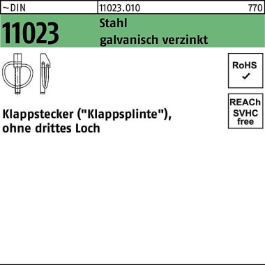 Klappstecker DIN 11023 10 x 42 Stahl galv.verz. 50 Stück 110230100100000