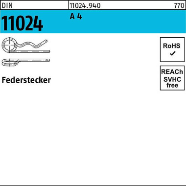 Federstecker DIN 11024 6, 3/26,1-34 A 4 10 Stück 110249400063000