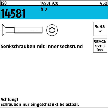 Senkschraube ISO 14581 IS R M8x 12 T45 A 2 100 Stüc k 145819200080012