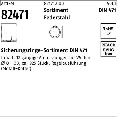 Sicherungsringsortiment D IN 471 925tlg. Federstahl 1 Stück 824710000000000