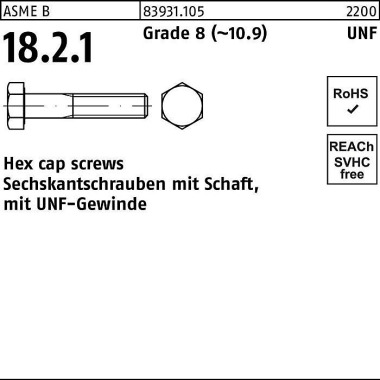 Sechskantschraube R 83931 UNF-Gewinde/Schaft 1/4x5 1/2 Grade 8 (~10.9) 100S t. 839311050250140