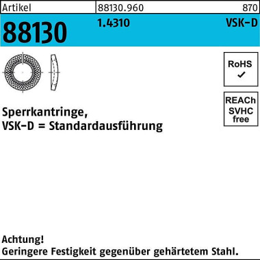 Sperrkantring R 88130 VSK -D 16x27,3x3,5 1.4310 200 Stück 881309600160000