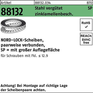 Unterlegscheibe R 88132 g eklebt NL 30 SP Sta zinkl amellenb. 25St. NORD-LOCK 881320340300000