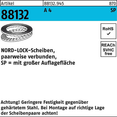 Unterlegscheibe R 88132 g eklebt NL 4 SP SS A 4 200 Stück NORD-LOCK 881329450040000