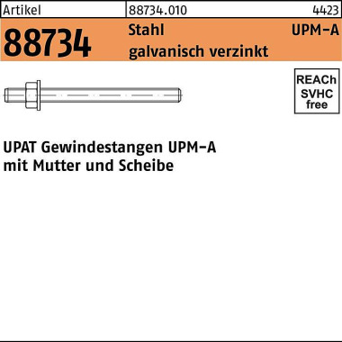 Ankerstange R 88734 UPM-A M8/110 Stahl galv.verz. 20 Stück UPAT 887340100080110