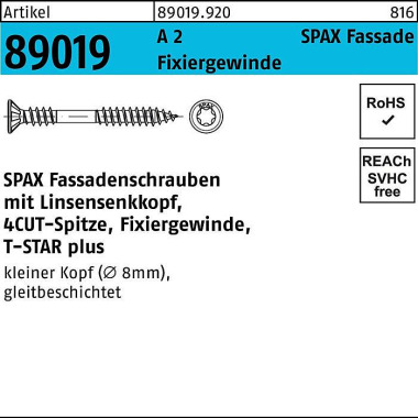 Fassadenschraube R 89019 Liko T-STAR 4,5x 70/31-T A 2 Fixiergew. 100St. SPA X 890199200045070