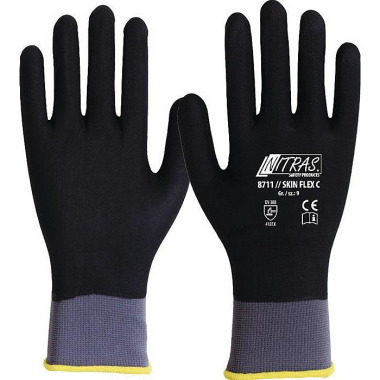 Handschuhe SKIN FLEX C Gr.8 grau/schwarz EN 388 PSA II Strick m.Beschichtung NITRAS 8711-8