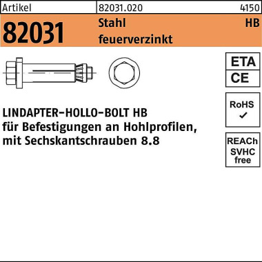 Hohlraumdübel R 82031 6-k tschraube HB 16-3 (120/71 ) 8.8 feuerverz. 1Stück 820310200160003