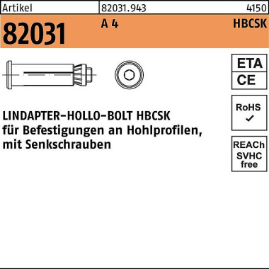 Hohlraumdübel R 82031 Sen kschraube HBCSK 12-1 ( 55 /25) A 4 1 Stück LINDAPTE R 820319430120001