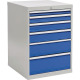 Schubladenschrank H1019xB705xT736mm lichtgrau/signalblau 6 Schubl.Vollauszug 80700/1221AV 7035/5005