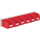 Sichtlagerkastenset H140xB920xT250mm Stahlblech/Polyethylen Kunststoffbeschichtung rot 6xGr.6 rot RASTERPLAN 4202.52.5413