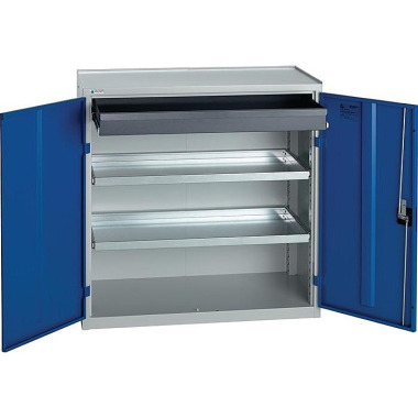 Werkzeug-/Beistellschrank H1000xB1000xT500mm 1Schubl.,2Bd.lichtgrau/en zianblau STUMPF 3007974