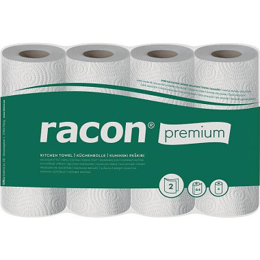 Küchenrolle racon Premium K-2 B220xL250ca.mm weiß 2-lagig,perforiert 4 Rl./PAK 100602-02