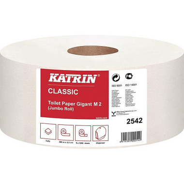 Toilettenpapier Katrin Classic Gigant M2 2-lagig 6 RL a 1200 Bl.=7200 Bl.KATRIN 254200