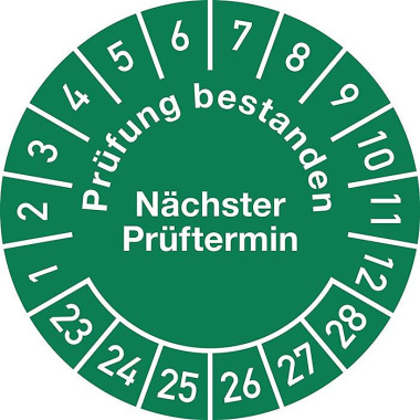 Mehrjahresprüfplakette D.30mm Prüfung bestanden 23-28 Folie 104128