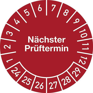 Mehrjahresprüfplakette D.30mm Nächster Prüftermin 2024-2029 Folie Btl.a 100 St. 104941