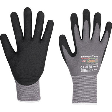 Honeywell Handschuhe FlexMech 663 Gr.9 grau/schwarz Nylon/Elastan/Nitrilschau m 10 PA 066309141E