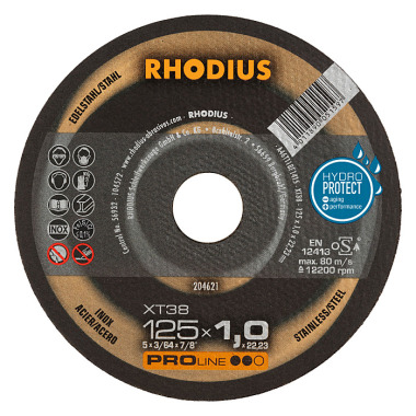 Rhodius Extradünne Trennscheibe XT38 PROline, 125 x 1,5 x 22,23mm 203881