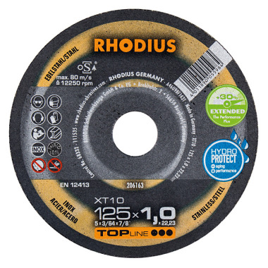 Rhodius Extradünne Trennscheibe XT10 TOPline, 125 x 1,5 x 22,23mm 206165