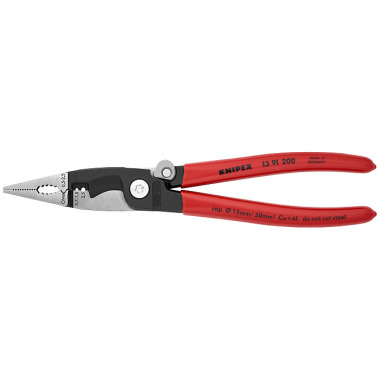 Knipex Elektro-Installationszange 200 mm schwarz atramentiert mit Kunststoff überzogen poliert 13 91 200