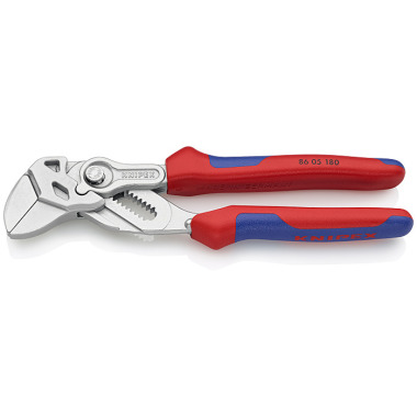 Knipex Zangenschlüssel Zange und Schraubenschlüssel in einem Werkzeug 180 mm verchromt mit Mehrkomponenten-Hüllen 86 05 180