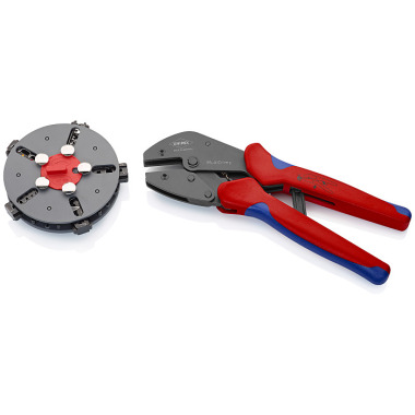 Knipex MultiCrimp® Crimpzange mit Wechselmagazin 250 mm brüniert mit Mehrkomponenten-Hüllen 97 33 02