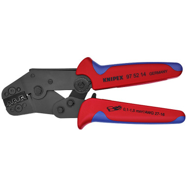 Knipex Crimpzange kurze Bauform 195 mm brüniert mit Mehrkomponenten-Hüllen brüniert 97 52 14