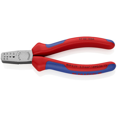 Knipex Crimpzange für Aderendhülsen 145 mm mit Mehrkomponenten-Hüllen poliert 97 62 145 A