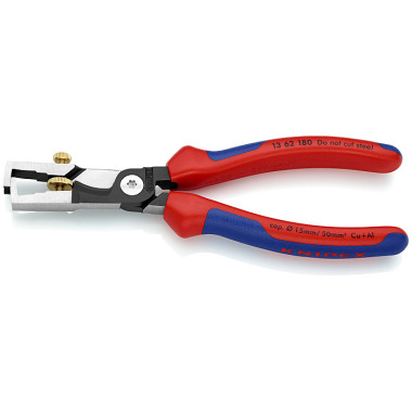 Knipex StriX Abisolierzangen mit Kabelschere 180 mm schwarz atramentiert mit Mehrkomponenten-Hüllen poliert 13 62 180