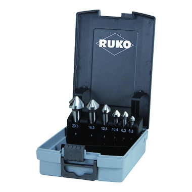 Ruko Kegelsenkersatz DIN 335C 90Grad 6,3-20,5mm HSS-Co 5 6-tlg.Ku.-Kass.RUKO 102152ERO