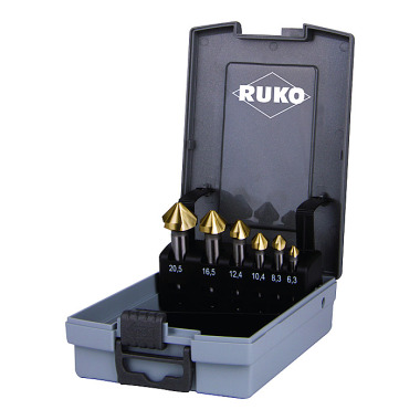 Ruko Kegelsenkersatz DIN 335C 90Grad 6,3-20,5mm HSS TiN 6-tlg.Ku.-Kass.RUKO 102152TRO