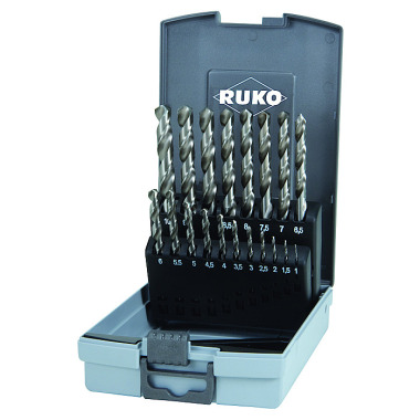 Ruko Spiralbohrersatz DIN 338 TypN D.1-10x0,5mm HSS 19tlg.Ku.-Kass.RUKO 214214RO