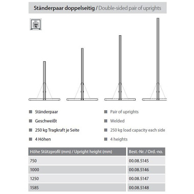 LOKOMA Ständerregal FÜßE,1585 HOCH 1 PAAR, DOPPELS,250KG TK/SEITE 00.08.5148