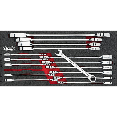 Vigor Ratschen-Ring-Maulschlüssel Satz - Anzahl Werkzeuge: 15 V4987