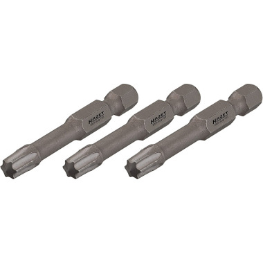 HAZET Schlag-, Maschinenschrauber-Torsions-Bits - Sechskant massiv 6,3 (1/4 Zoll) - Innen TORX® Profil - T10 mm - Anzahl Werkzeuge: 3 2223SLG-T10/3