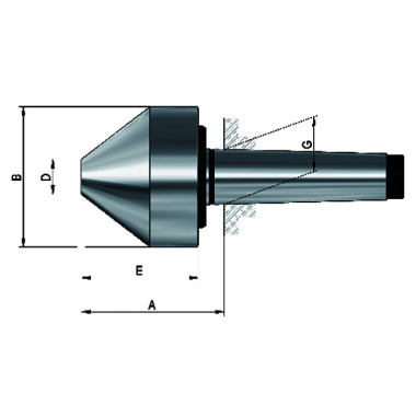 RÖHM Mitlaufender Zentrierkegel, Aufnahme MK 3, Größe 173, stumpf, 75° 062211