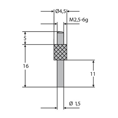 Helios-Preisser Hartmetall - Messeinsatz M2, 5mm Länge 10 mm ø 1,5 mm 0710265