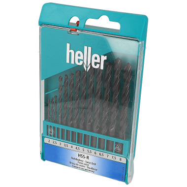 Heller Tools HSS-R Stahlbohrer DIN 338 RN, Rundschaft, Satz 13-teilig  Ø 2/2,5/3/3,5,,,7/7,5/8 mm 17734