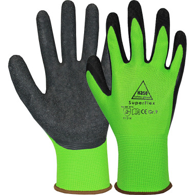 Hase Sicherheitshandschuhe aus Polyamid/Latex Superflex Green, Größe 11 508610 (T-360829)