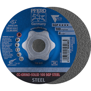 PFERD CC-GRIND-Schleifscheibe CC-GRIND-SOLID 100 SGP STEEL/16,0 64187100