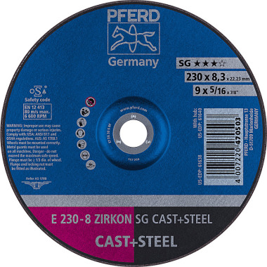 PFERD Schruppscheibe E 230-8 ZIRKON SG CAST+STEEL 62223837