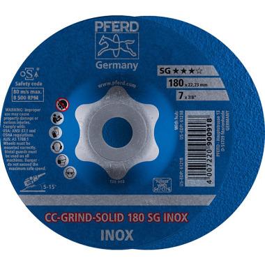 PFERD CC-GRIND-SOLID-Schleifscheibe CC-GRIND-SOLID 180 SG INOX 64186180