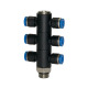 Riegler T-Mehrfachverteiler »Blaue Serie«, 6-fach, drehbar, G 1/8 a. Ø4mm 109765