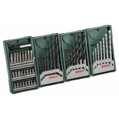 Bosch Bohr- Schrauberbit-Set 3+1, Mini-X-Line, Metall-, Stein-, Holzbohrer, Bit-Set 2607017071