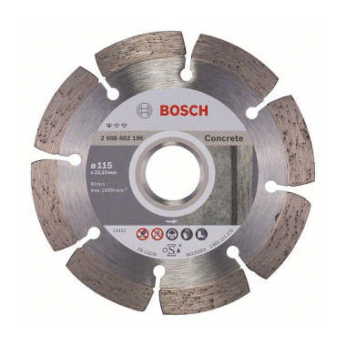 Bosch Diamanttrennscheibe Standard for Concrete, 115 x 22,23 x 1,6 x 10 mm, 1er-Pack 2608602196