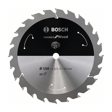 Bosch Akku-Kreissägeblatt Standard for Wood, 150 x 1,6/1 x 10, 24 Zähne 2608837673