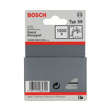 Bosch Feindrahtklammer Typ 59, 10,6 x 0,72 x 6 mm, 1000er-Pack 2609200239